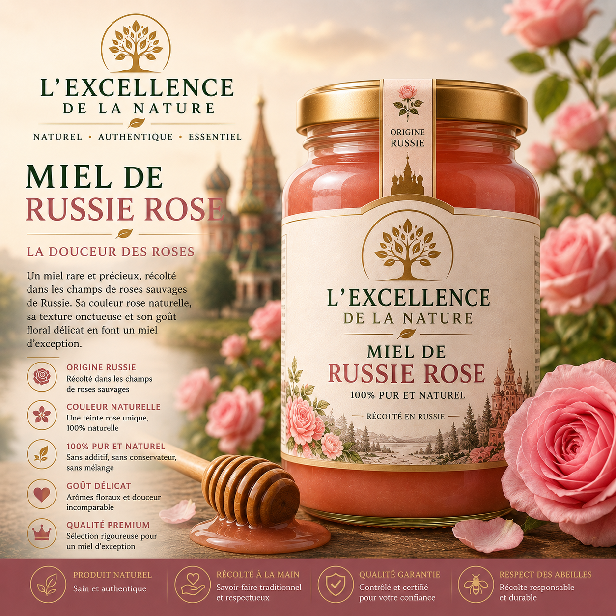 Miel rose de Russie
