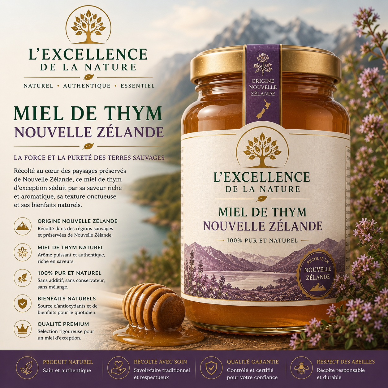 Miel de thym nouvelle Zélande