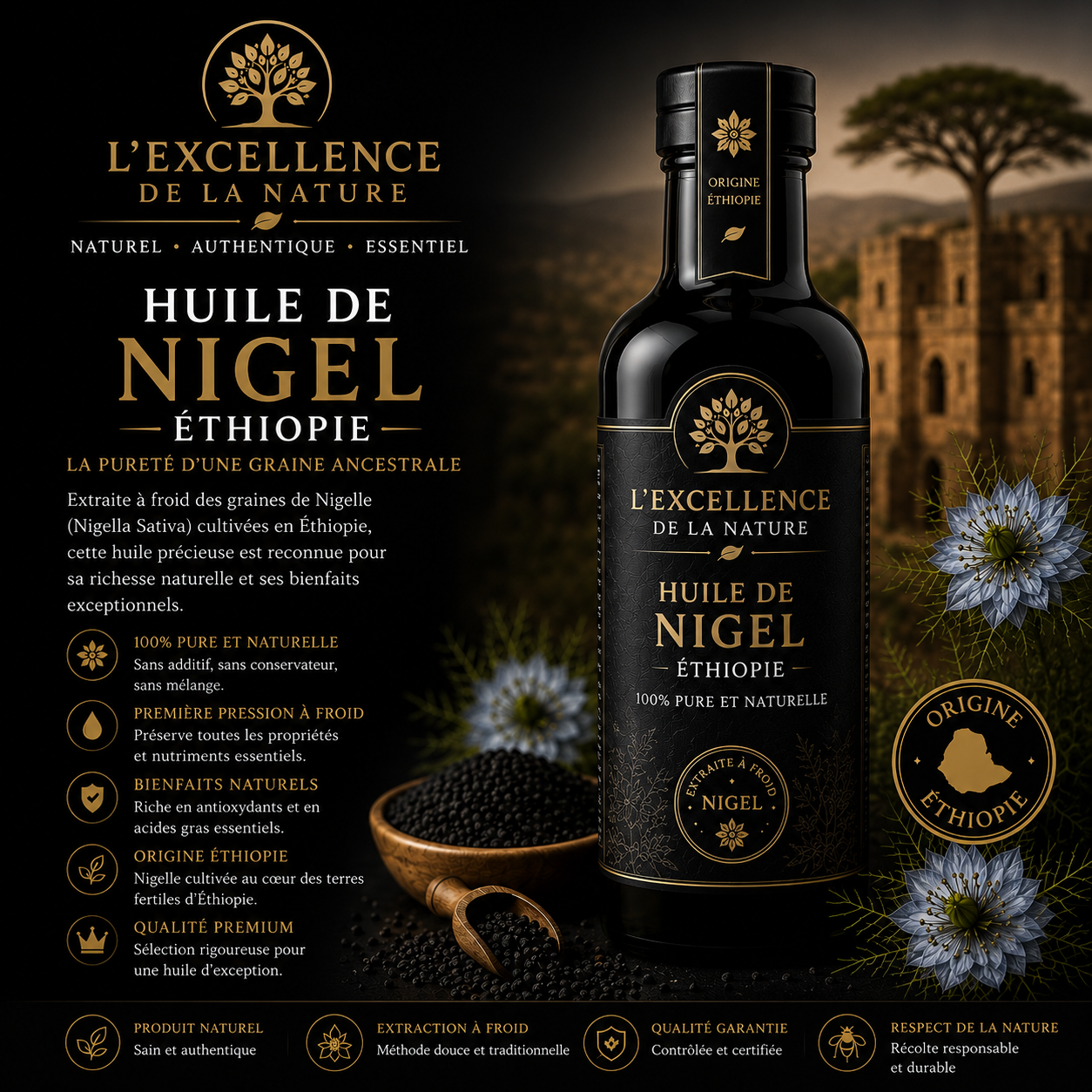 Huile de Nigelle Habachia Éthiopie